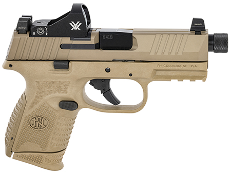 [845737012199] FN 66100797 509 Compact Tactical 9mm Luger 4.32" Threaded Barrel, 12+1/24+1, FDE Polymer Frame w/Mounting Rail, Optic Cut FDE Stainless Steel Slide, Includes Viper Red Dot