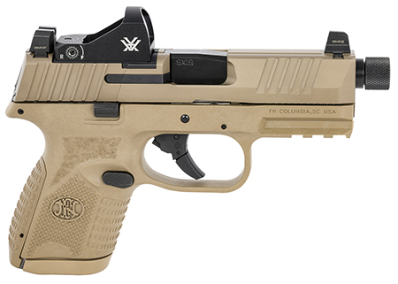 [845737012212] FN 66100801 509 Compact Tactical 9mm Luger  4.32" Threaded Barrel, 10+1 ,  Flat Dark Earth ,  Night Sights ,  Manual Safety Includes Viper Red Dot