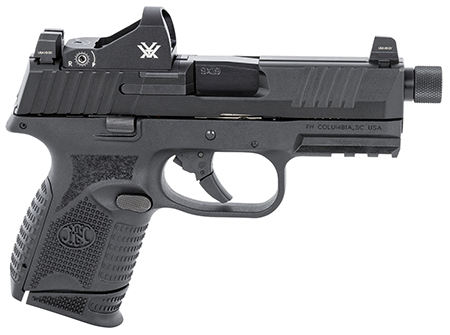 [845737012182] FN 66100802 509CT w/Optic 9mm Luger 12+1/24+1 4.32" Black Steel Threaded Barrel, Black PVD Optic Cut/Serrated Steel Slide  &  Polymer Frame w/Picatinny Rail, Vortex Viper Red Dot, Ambidextrous