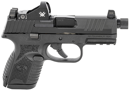[845737012205] FN 66100803 509CT w/Optic 9mm Luger 10+1 4.32" Black Steel Threaded Barrel, Black PVD Optic Cut/Serrated Steel Slide  &  Polymer Frame w/Picatinny Rail, Vortex Viper Red Dot, Ambidextrous