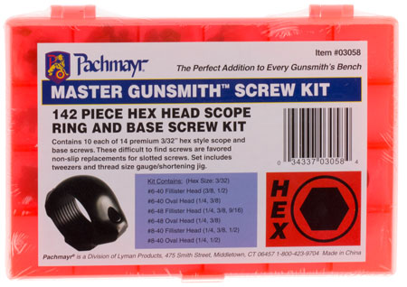 [034337030584] Lyman 03058 Master Gunsmith Hex Head Ring and Base Screw Kit Hardened Steel Universal Metal Handle 142 Pieces