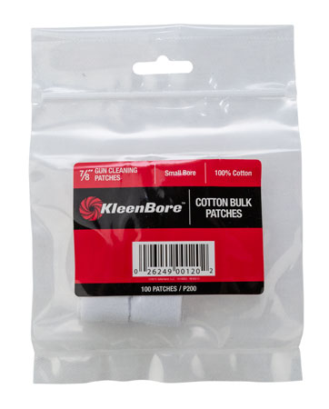[026249001202] KleenBore P200 Super Shooter  .17/ .177/ .200/ .204 Cal Small Bore Rifle 100% Cotton Flannel 100 Per Pack