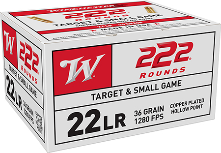 [020892103467] Winchester Ammo 22LR222HP USA  22LR 36gr Copper Plated Hollow Point 222 Per Box/10 Case