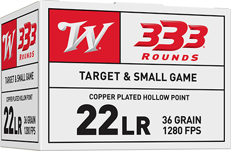 [020892102217] Winchester Ammo 22LR333HP USA  22LR 36gr Copper Plated Hollow Point 333 Per Box/10 Case