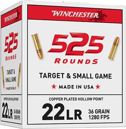 [020892102651] Winchester Ammo 22LR525HP USA  22LR 36gr Copper Plated Hollow Point 525 Per Box/10 Case *Bulk