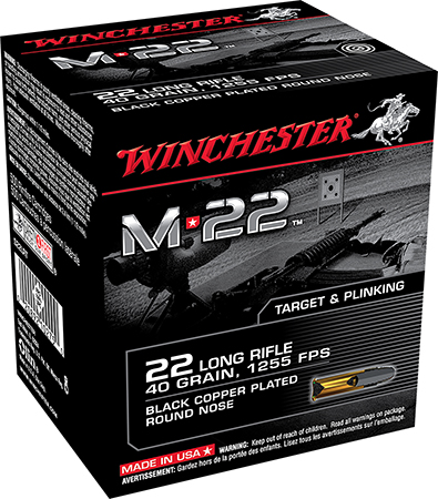 [020892102767] Winchester Ammo S22LRT M-22  22LR 40gr Black Copper Plated Round Nose 1000 Per Bx/2 Case *Bulk