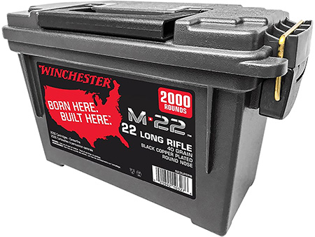 [020892103276] Winchester Ammo S22LRTPB M-22  22LR 40gr Black Copper Plated Round Nose 2000 Per Box/2 Cans *Bulk