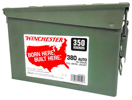 [020892225923] Winchester Ammo WW380C USA Ammo Can 380ACP 95gr Full Metal Jacket 350 Per Box/2 Case