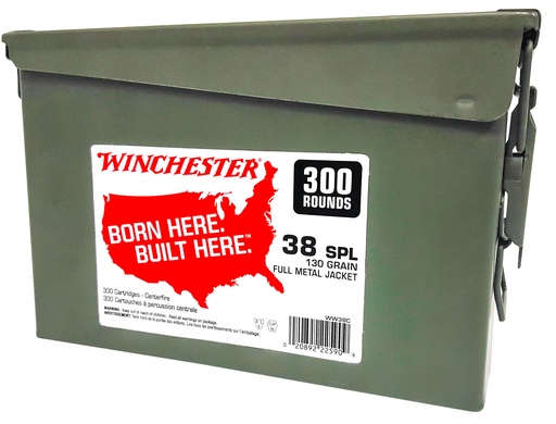 [020892225909] Winchester Ammo WW38C USA Ammo Can 38Special 130gr Full Metal Jacket 300 Per Box/2 Case