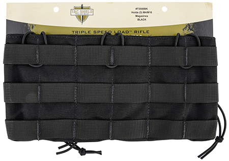 [843119030342] Tacshield T3508BK Speed Load Triple Rifle Triple Black 1000D Nylon