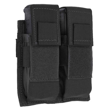 [843119030458] Tacshield T3602BK Universal Double Pistol Mag Pouch Black 1000D Nylon