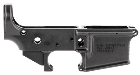 [856054008192] Grey Ghost Precision GGPC Cornerstone  Lower Receiver Multi-Caliber, 7075-T6 Aluminum w/Black Anodized Finish, Nylon Tipped Tensioning Screw, Flared Mag Well