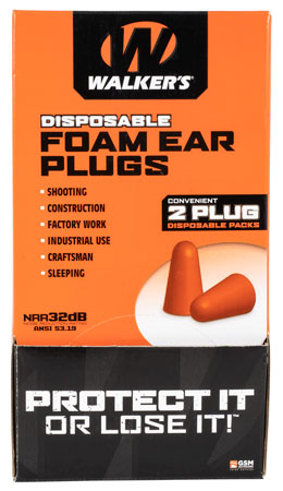 [813628084907] Walker's GWPFOAMPLUG Foam Ear Plugs Counter Display Disposable 32 dB Orange 100 Pair (200 Count)