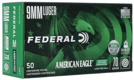 [604544656565] Federal AE9LF1 American Eagle IRT  9mmLuger 70gr Lead Free IRT 50 Per Box/10 Case
