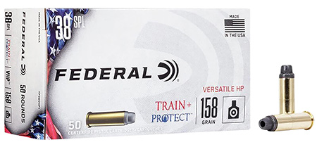 [604544656206] Federal TP38VHP1 Train + Protect  38Special 158gr Versatile Hollow Point 50 Per Box/10 Case