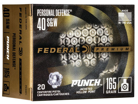 [604544659023] Federal PD40P1 Punch Personal Defense 40S&W 165gr Jacketed Hollow Point 20 Per Box/10 Case