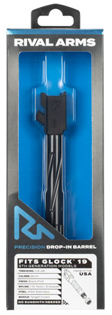 [788130028339] Rival Arms RA20G204A Precision V1 Drop-In Barrel 9mm Luger 4.02" Black PVD Finish 416R Stainless Steel Material with Threading for Glock 19 Gen5