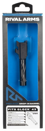 [788130028360] Rival Arms RA20G301A Precision V1 Drop-In Barrel 9mm Luger 3.41" Black PVD Finish 416R Stainless Steel Material for Glock 43