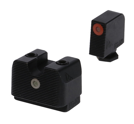 [788130027851] Rival Arms RA4A231G In-Line MOS Night Sights for G17/G19  Green Tritium Orange Outline Front Sight-Green Tritium White Outline Rear Sight