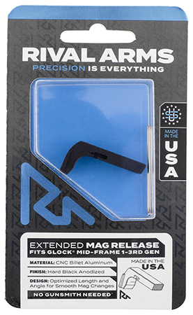 [788130029664] Rival Arms RA72G001A Magazine Release  Compatible w/Glock Gen3 (Except 21SF) Extended, Black Anodized Aluminum