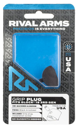 [788130028223] Rival Arms RA75G201A Grip Plug  Compatible w/Glock 19 Gen3, Black Anodized Aluminum