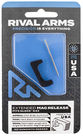 [788130029770] Rival Arms RA72G003A Magazine Release  Extended Black Anodized Aluminum for Glock 43