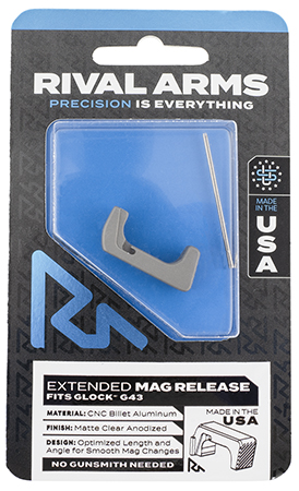 [788130029787] Rival Arms RA72G003D Magazine Release  Extended Silver Aluminum for Glock 43