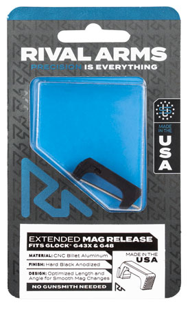 [788130029794] Rival Arms RA72G004A Magazine Release  Extended Black Anodized Aluminum for Glock 43X, 48