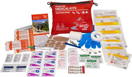 [707708301001] Adventure Medical Kits 01050100 Sportsman 100 Medical Kit Treats Injuries/Illnesses Waterproof Red