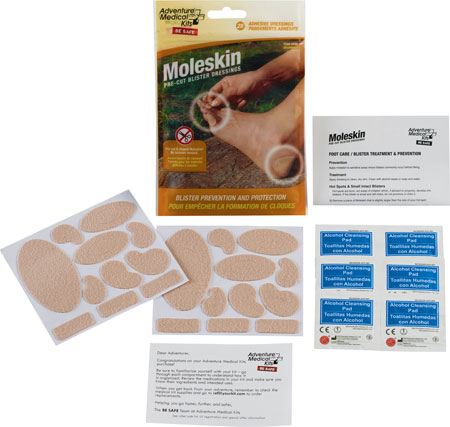 [707708104008] Adventure Medical Kits 01550400 Moleskin  Blister Prevention Brown 22 Precut Shapes