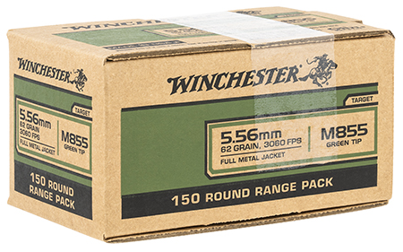 [020892228306] Winchester Ammo WM855150 USA M855 Green Tip 5.56x45mmNATO 62gr Full Metal Jacket 150 Per Bx/4 Case *Value Pack