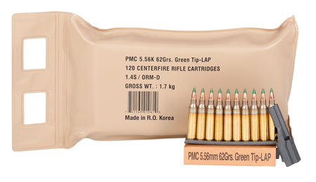 [741569010610] PMC 556(M55)BP X-Tac Battle Pack 5.56x45mmNATO 62gr Light Armor Piercing Green Tip 120 Per Box/5 Case