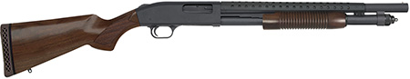 [015813521512] Mossberg 52151 590 Retrograde 12 Gauge Pump 3" 6+1 18.50" Matte Blued Heat Shield Barrel, Matte Blued Stainless Steel Drilled  &  Tapped Receiver, Walnut Fixed  Stock, Cylinder Bore Choke