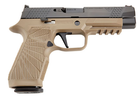 [810025503406] Wilson Combat SIGWCP320F9T P320  9mm Luger 17+1 4.70" Black Steel Barrel, Black DLC Serrated Stainless Steel Slide, Tan Polymer Frame w/Picatinny Rail, Tan Polymer Grip