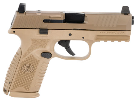 [845737011567] FN 66100741 509M MRD Mid-Size 9mm Luger 15+1 4" Black Recessed Crown Barrel, Flat Dark Earth PVD Optic Ready/Serrated Steel Slide, Flat Dark Earth Polymer Frame w/Picatinny Rail, Ambidextrous