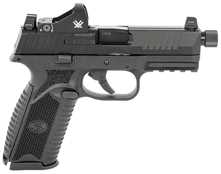 [845737012311] FN 66100844 509 Tactical 9mm Luger 17+1/24+1 4.50" Threaded Barrel, Matte Black Polymer Frame w/Mounting Rail, Optic Cut Matte Black Stainless Steel Slide, No Manual Safety, Includes Viper Red Dot