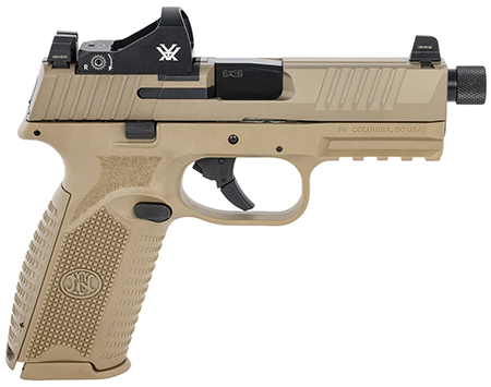 [845737012342] FN 66100847 509 Tactical 9mm Luger 10+1 4.50" Threaded Barrel, Flat Dark Earth Polymer Frame w/Mounting Rail, Optic Cut FDE Stainless Steel Slide,  No Manual Safety, Includes Viper Red Dot