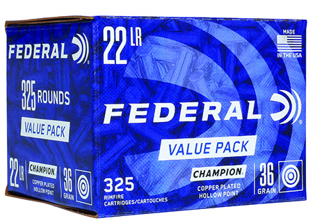 [029465057985] Federal 725 Champion Training Value Pack 22LR 36gr Copper Plated Hollow Point 325 Per Box/10 Case