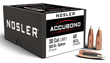 [054041567190] Nosler 56719 AccuBond  30Cal 150gr Spitzer Point Boat Tail 50/Box