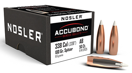 [054041576253] Nosler 57625 AccuBond  338Cal 180gr Spitzer Point Boat Tail 50/Box