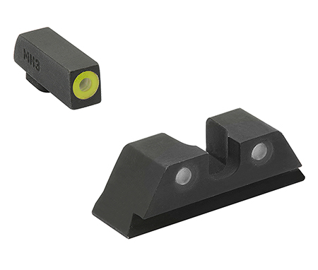 [810013520781] Meprolight USA 402243121 Hyper-Bright Sight Set Green Tritium Yellow Outline Front Sight-Green Tritium Black Outline Rear Sight Glock 17/17L/19/22