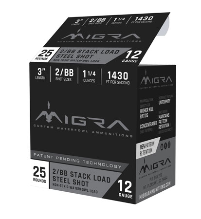 [683828726576] Migra Ammunitions M12S2BB Staxd  12Gauge 3" 1 1/4oz 2/BBShot 25 Per Box/10 Case