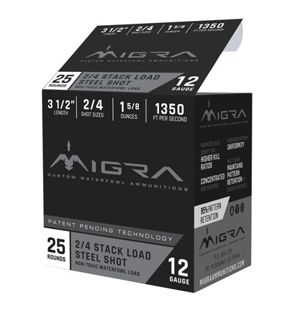 [683828726514] Migra Ammunitions M12LS24 Combinational  12 Gauge 3.50" 1 5/8 oz 2, 4 Shot 25 Per Box/10 Cs