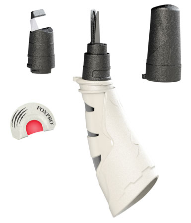 [831621004746] Foxpro MRMTHY Mr. Mouthy  Diaphragm/Howler Call Double Reed Coyote Sounds Attracts Predators White 3 Piece