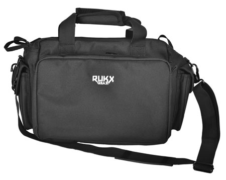 [819644026440] Rukx Gear ATICTRBB Tactical Range Bag  Water Resistant Black 600D Polyester with Hidden Handgun Pocket, Mag  &  Ammo Storage, Non-Rust Zippers  &  Carry Handle 16" x 7.50" x 10.50" Interior Dimensions