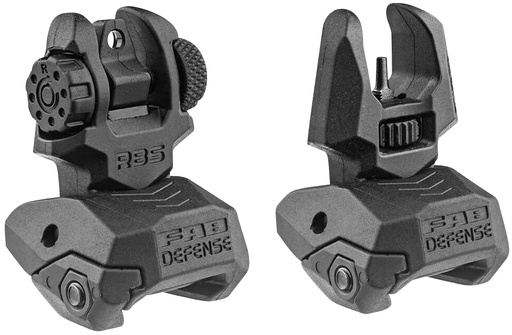 [7290105943378] FAB Defense FXFRBS Front/Rear Folding Back-Up Sights  AR-15/ M16/ M4 Low Profile Dual Aperture Rear Sight Black Polymer and Metal
