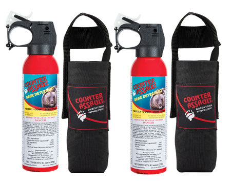 [722031414358] Counter Assault 15067015 Bear Spray  Capsaicin Range 32 ft-7 Seconds 8.10 oz 2 Cans, 2 Holsters Includes 2 Holsters