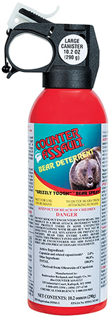 [722031414457] Counter Assault 15067027 Bear Spray  Capsaicin Range 32 ft-7 Seconds/40 ft-8 Seconds 8.10 oz/10.20 oz 2 Cans, 2 Holsters Includes 2 Holsters