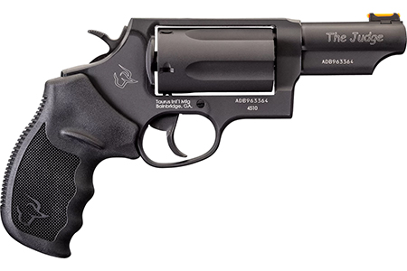 [725327602118] Taurus 2-441031T Judge  Compact 45 Colt (Long Colt)/410 Bore 5 Shot 3" Matte Black Oxide Alloy Steel Barrel, Cylinder  &  Frame, Black Rubber Grip, Transfer Bar Safety, Exposed Hammer