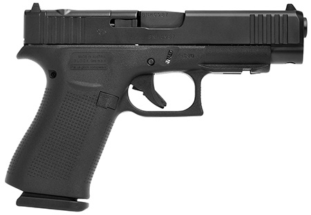 [764503046636] Glock PA4850201FRMOS G48 Gen5 MOS Sim Compact 9mm Luger 10+1 4.17" Black GMB Barrel, Black nDLC MOS Cut/Serrated Slide, Black Polymer Frame w/Beavertail, Black Textured Polymer Grips